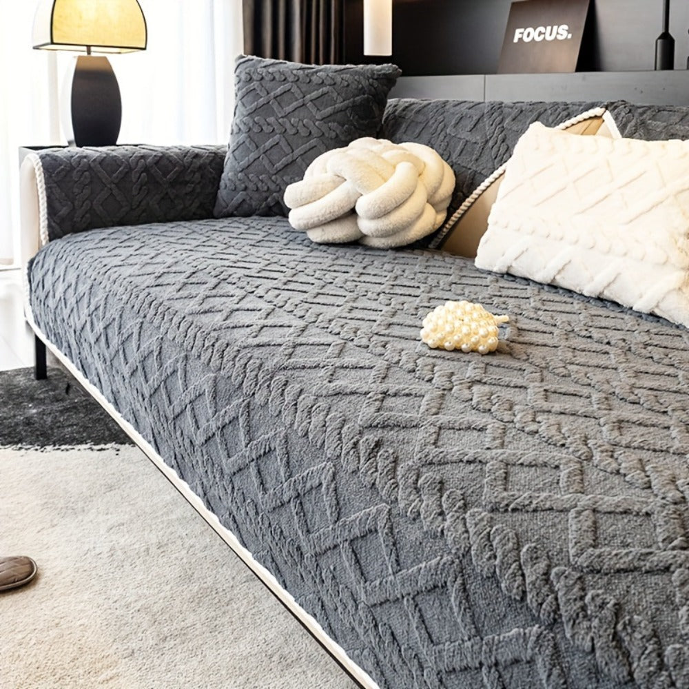 Plush Sofa Cover Couch Cover | Anti-Slip Pet Dog Friendly Velvet Sofa Mat, Single Two Three Four Seat, Backrest Armrest Pillow Cover, Living Room Bedroom Decor
