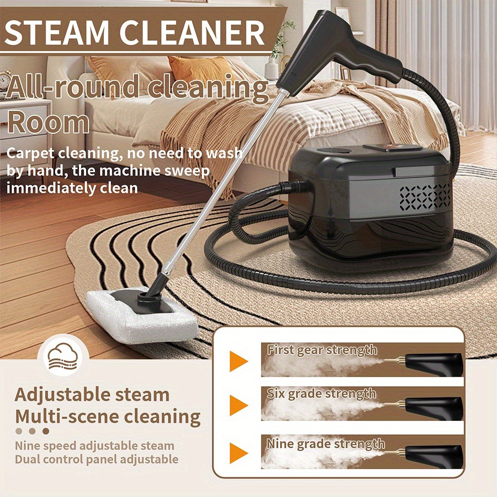 Steam Mop Cleaner Handheld LCD Display Gear Switch 40.58oz Tank One-Key Start for Carpet Kitchen Sofa Upholstery Multi-Model