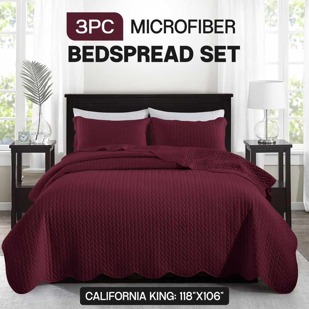 Bedspread Set 3-Piece Microfiber Floral Coverlet with Pillow Shams - Soft Breathable Lightweight All-Season Bed Cover for Queen King Twin California King