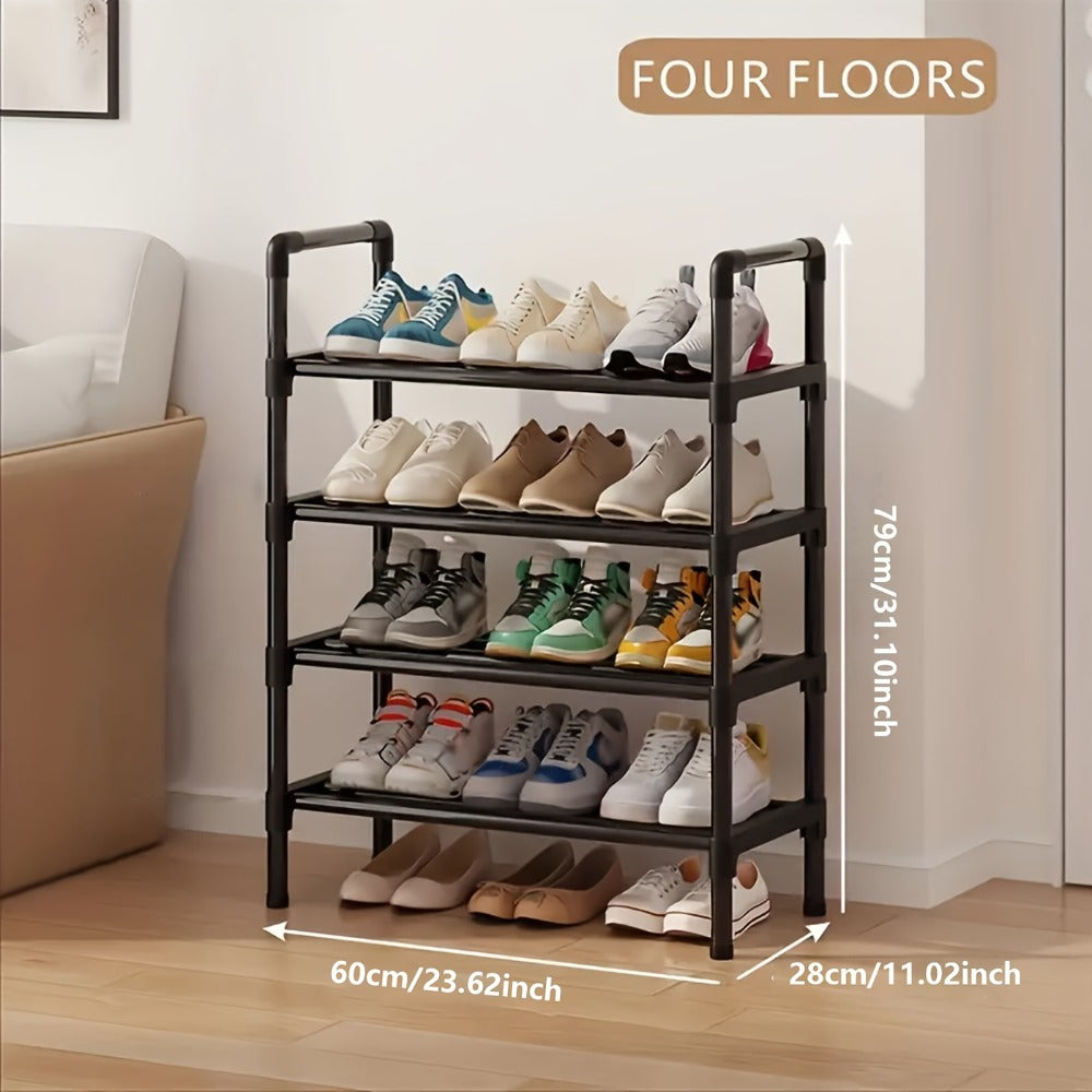 Shoe Rack Multi-Layer Space Saving - 3 to 8 Tier Shoe Storage Stand Organizer for Entryway Bedroom Closet Corridor, Stackable Shoe Shelf for Doorway, Black 23.62 Inch Wide