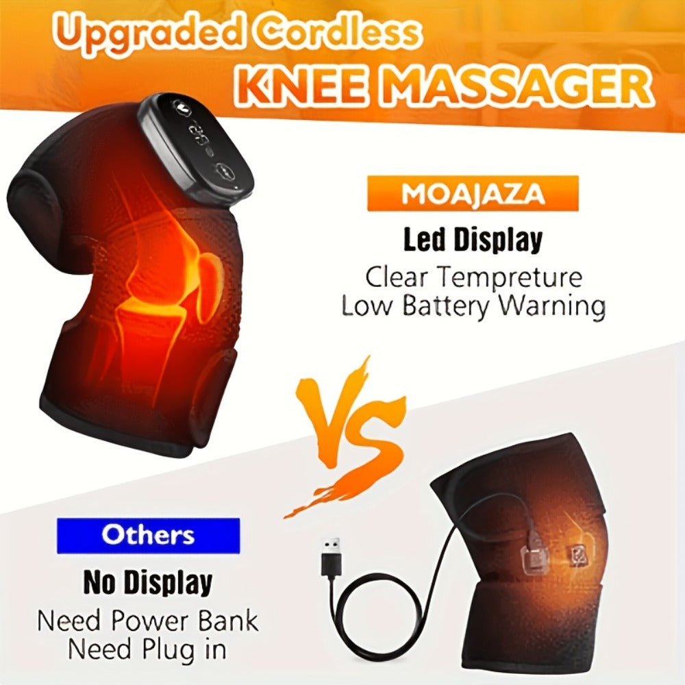 Knee Massager with Heat and Vibration ¨C 3-in-1 Wireless Joint Massager for Knees, Shoulders & Elbows | Heating Pad & Vibrating Therapy for Pain Relief and Recovery