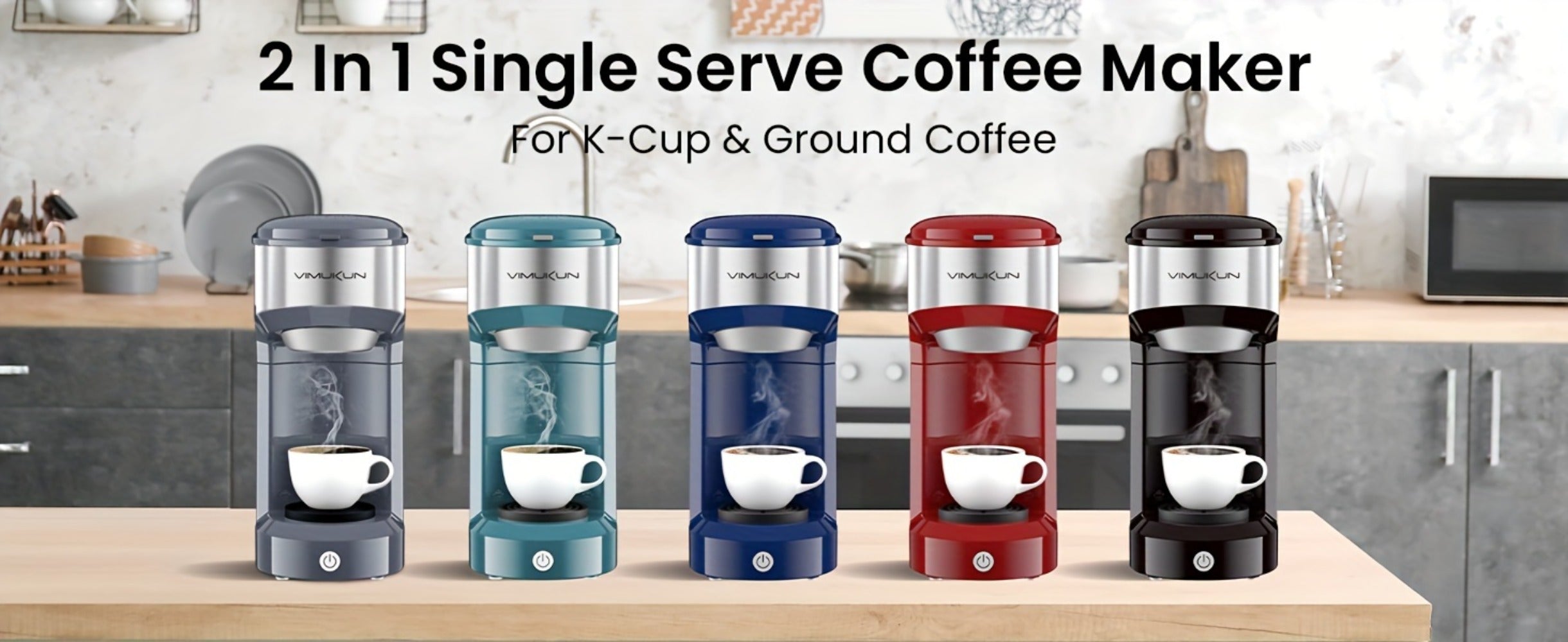 Coffee Brewer Single Serve for K-Cup Pods and Ground Coffee 6-14oz Reservoir One-Button Operation Auto Shut-Off Compact Coffee Maker for Home Office Dorm Travel 120V