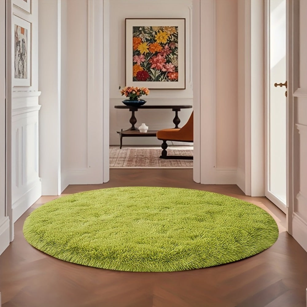 Round Faux Fur Area Rug - Soft Plush Circle Carpet for Living Room Bedroom, Machine Washable, Multiple Colors & Sizes