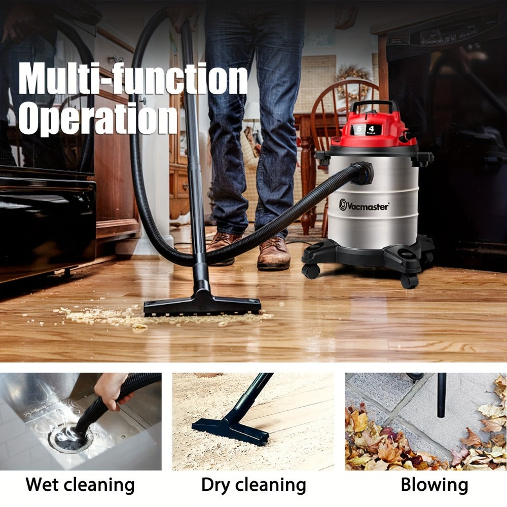 Wet Dry Vacuum Cleaner Shop Vac Stainless Steel 5 or 8 Gallon with Blower Function Powerful Suction for Garage Car Home Workshop and Pet Hair