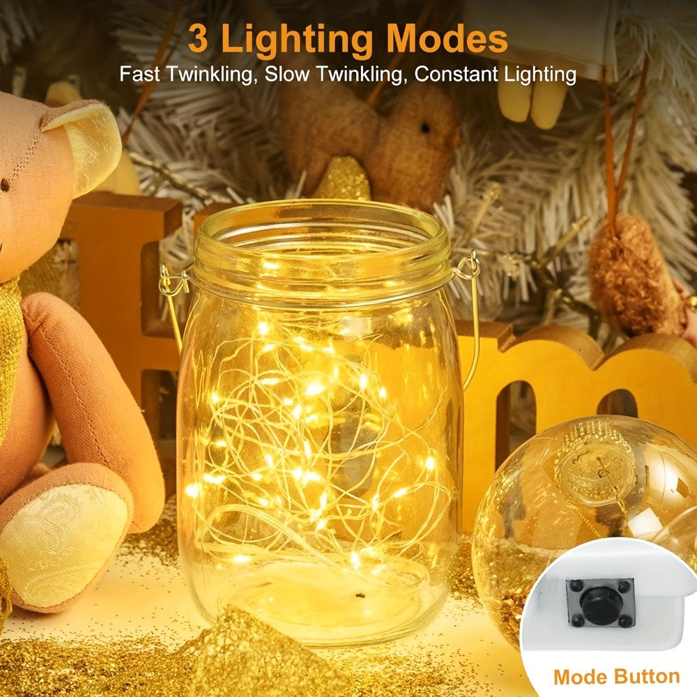 Fairy Lights Battery Operated with Batteries Included ¨C 6.5ft 20 LED Silver Wire Mini String Lights, Firefly Starry Lights for Wedding, Christmas, Party, Mason Jars & DIY Decor ¨C 30 or 100 Pack