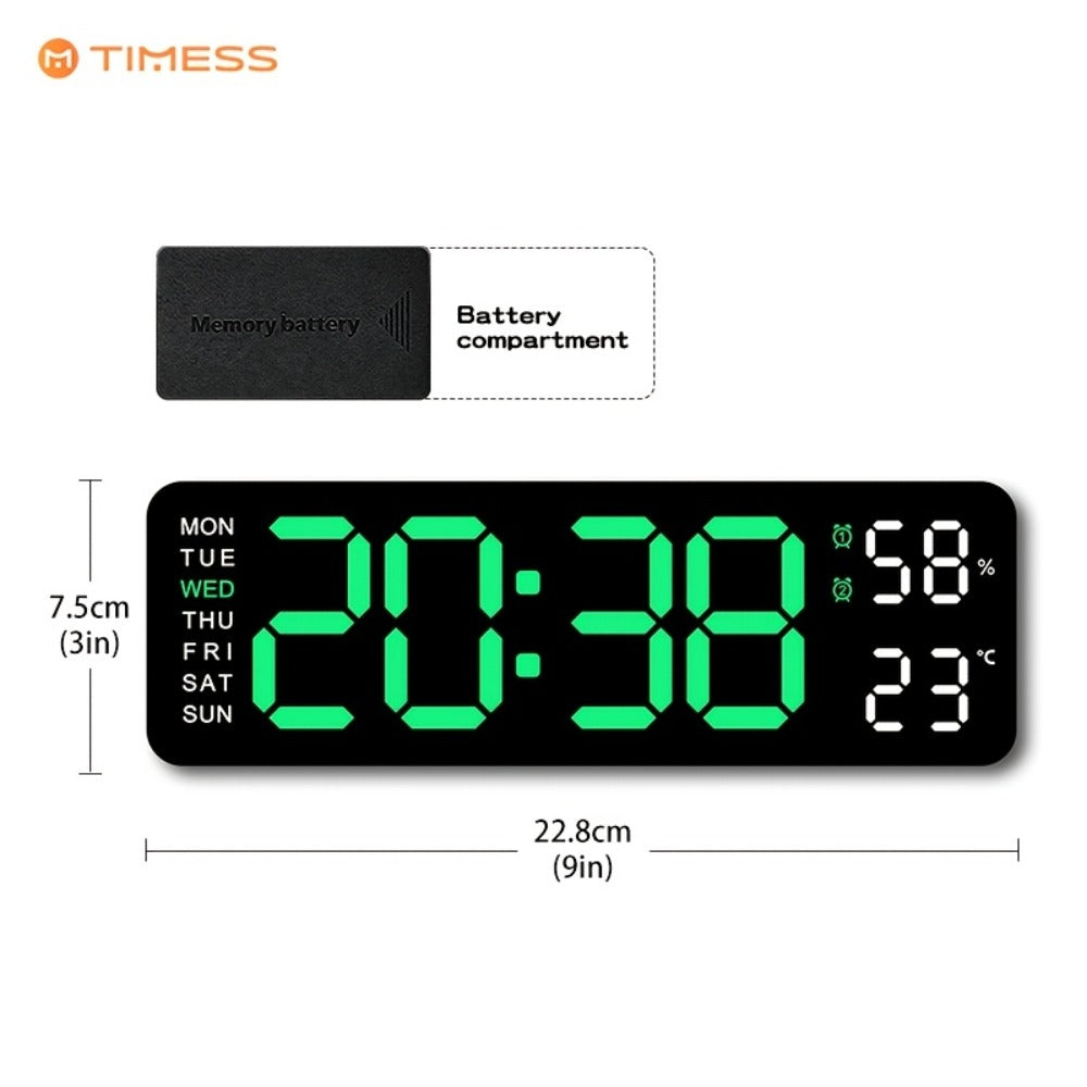 Large Digital LED Wall Clock Dual Alarm Clock with Temperature Date Display Brightness Adjustment 12/24H USB Powered for Living Room Bedroom Office Back to School Gift