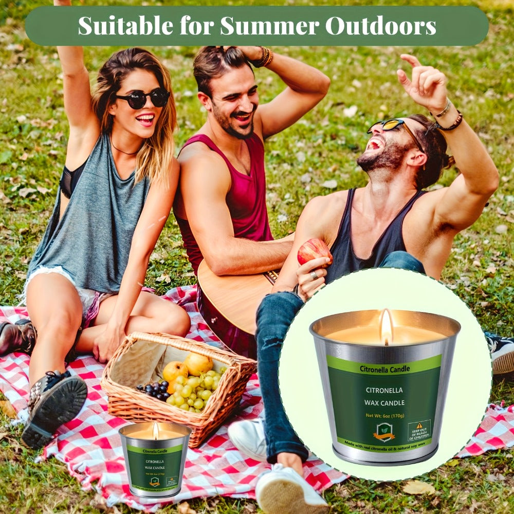 Citronella Candles Outdoor 4-Pack 6oz Each - 128 Hours Burning Mosquito Repellent Candle Set for Patio Garden Camping BBQ Party Yard Decor