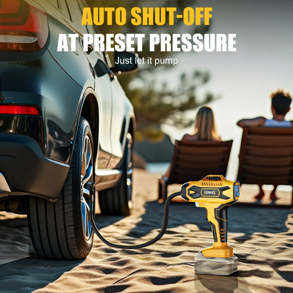 Cordless Tire Inflator 160PSI Portable Air Compressor Compatible with DeWalt 20V / 18V Battery ¨C Digital Pressure Gauge, Fast Inflation for Cars, Motorcycles, Bicycles & Sports Balls (Battery Not Included)
