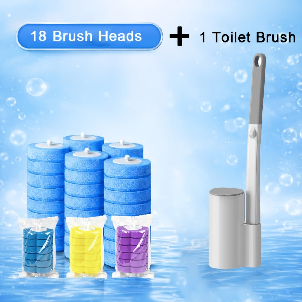 Disposable Toilet Brush Set with Replacement Brush Heads Wall Mounted or Floor Standing Bathroom Cleaning Brush Kit Hygienic No-Touch Design 19 25 31 37 49 Piece Set or Heads Only Options