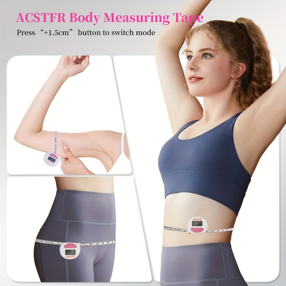 Digital Body Measuring Tape 60 Inch 150cm Smart Retractable Electronic Tape Measure for Weight Loss Waist Hip Chest Arm Body Measurement USB Rechargeable Fitness Tracker Tool