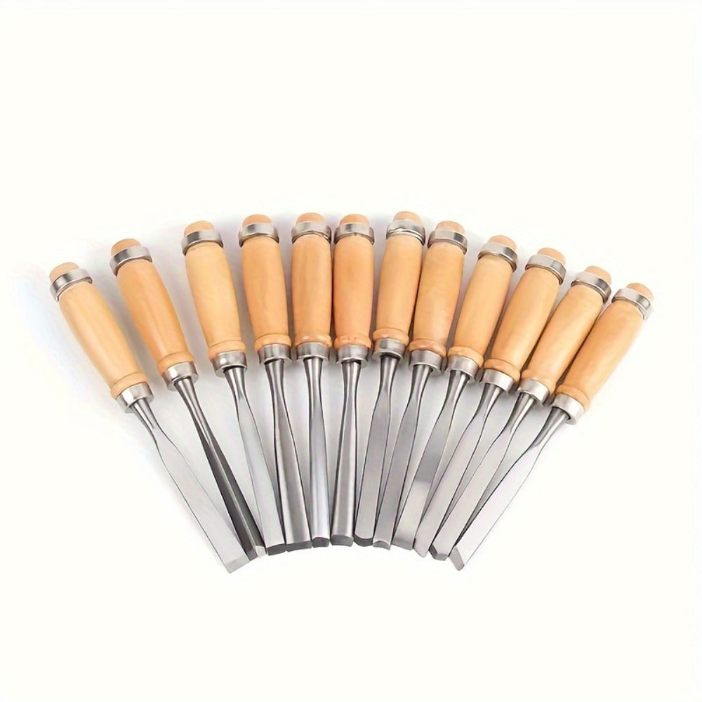 Wood Carving Chisel Set 12 & 24-Piece ¨C Professional Beech Wood Handle Woodworking Chisels, Detail Carving Hand Tools for Beginners & Experts, Ideal Woodworker Gift