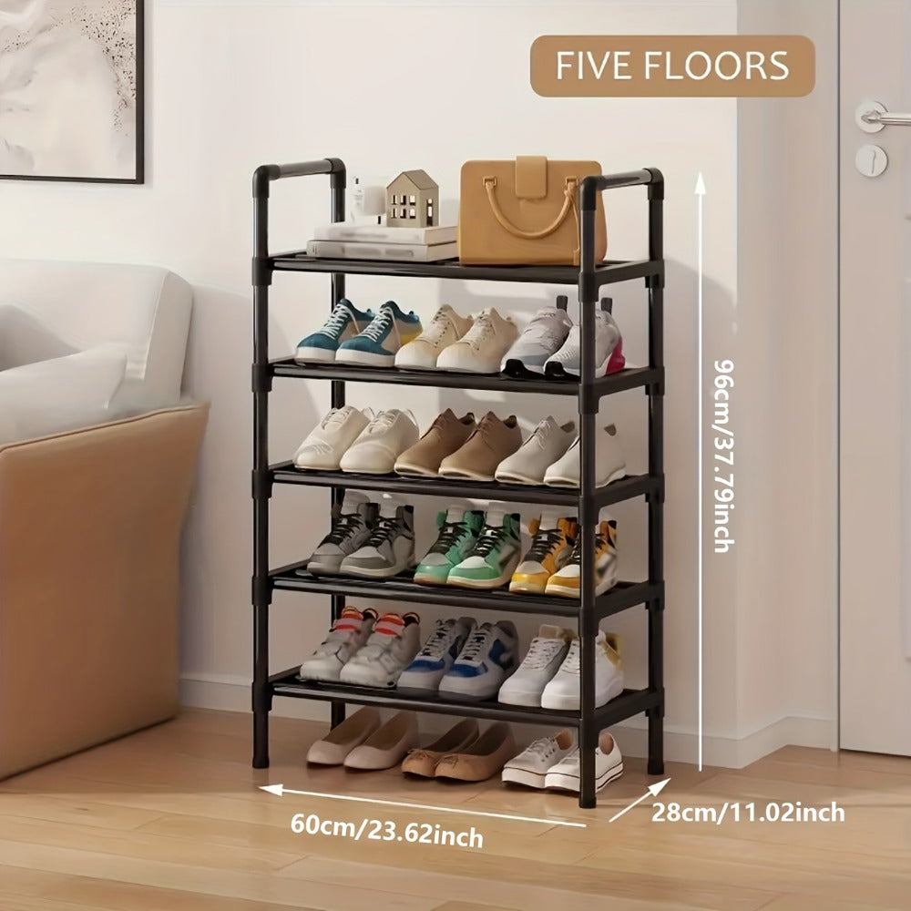 Shoe Rack Multi-Layer Space Saving - 3 to 8 Tier Shoe Storage Stand Organizer for Entryway Bedroom Closet Corridor, Stackable Shoe Shelf for Doorway, Black 23.62 Inch Wide