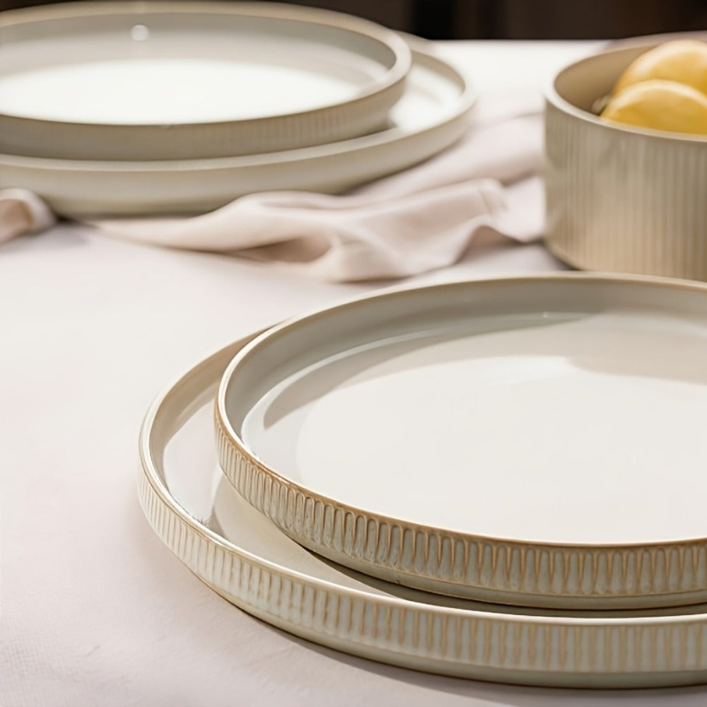 Dinnerware Set for 4 12 Piece Stoneware Plates and Bowls Set Microwave Dishwasher Safe Lead Free Double Reactive Glaze Dinner Plates Salad Plates Cereal Bowls for Everyday Use Holiday Gifts