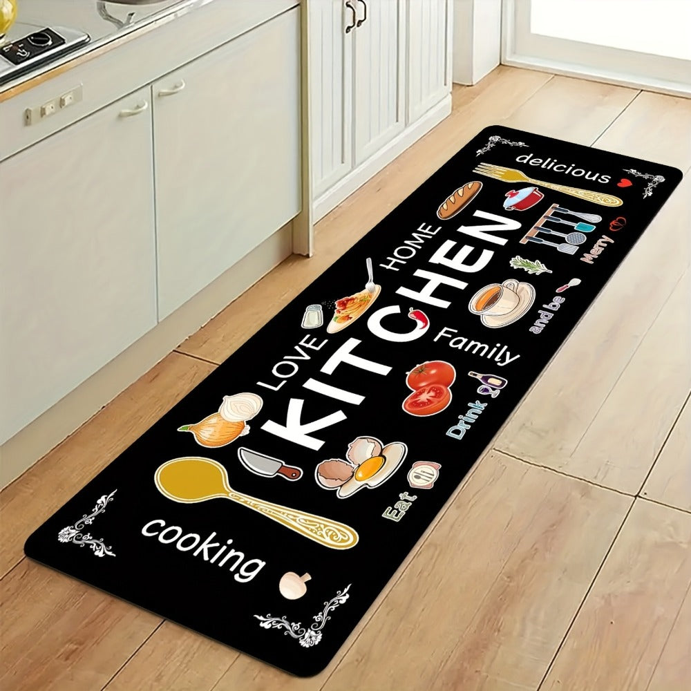 Kitchen Rug Set 3-Piece, Egg Beater Knife & Fork Theme Decorative Kitchen Mats ¡ª Soft, Easy-to-Clean Non-Slip Carpet for Kitchen, Dining Room, Bedroom & Bathroom | Fun Cooking Gift