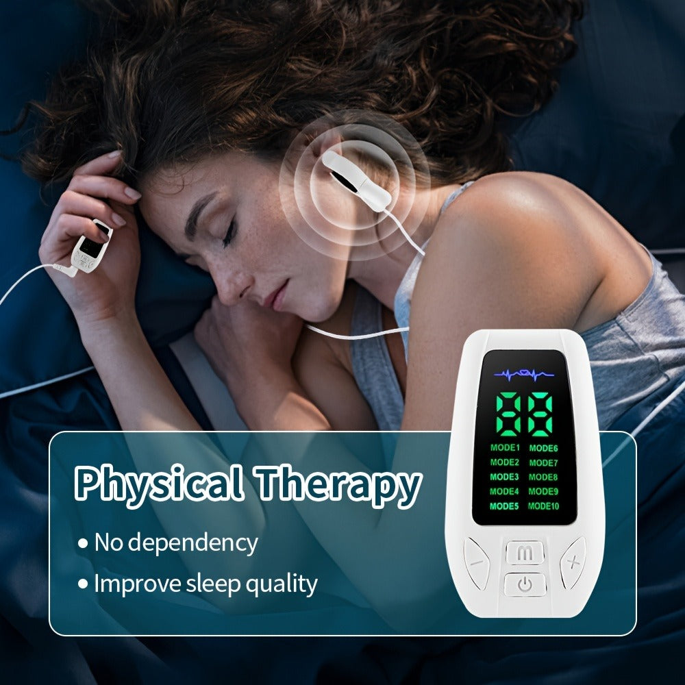 Sleep Aid Device EMS Microcurrent Therapy, Rechargeable Portable Insomnia Relief & Anxiety Reduction Device for Deep Sleep Improvement, 10 Modes Handheld Sleep Assistant for Adults
