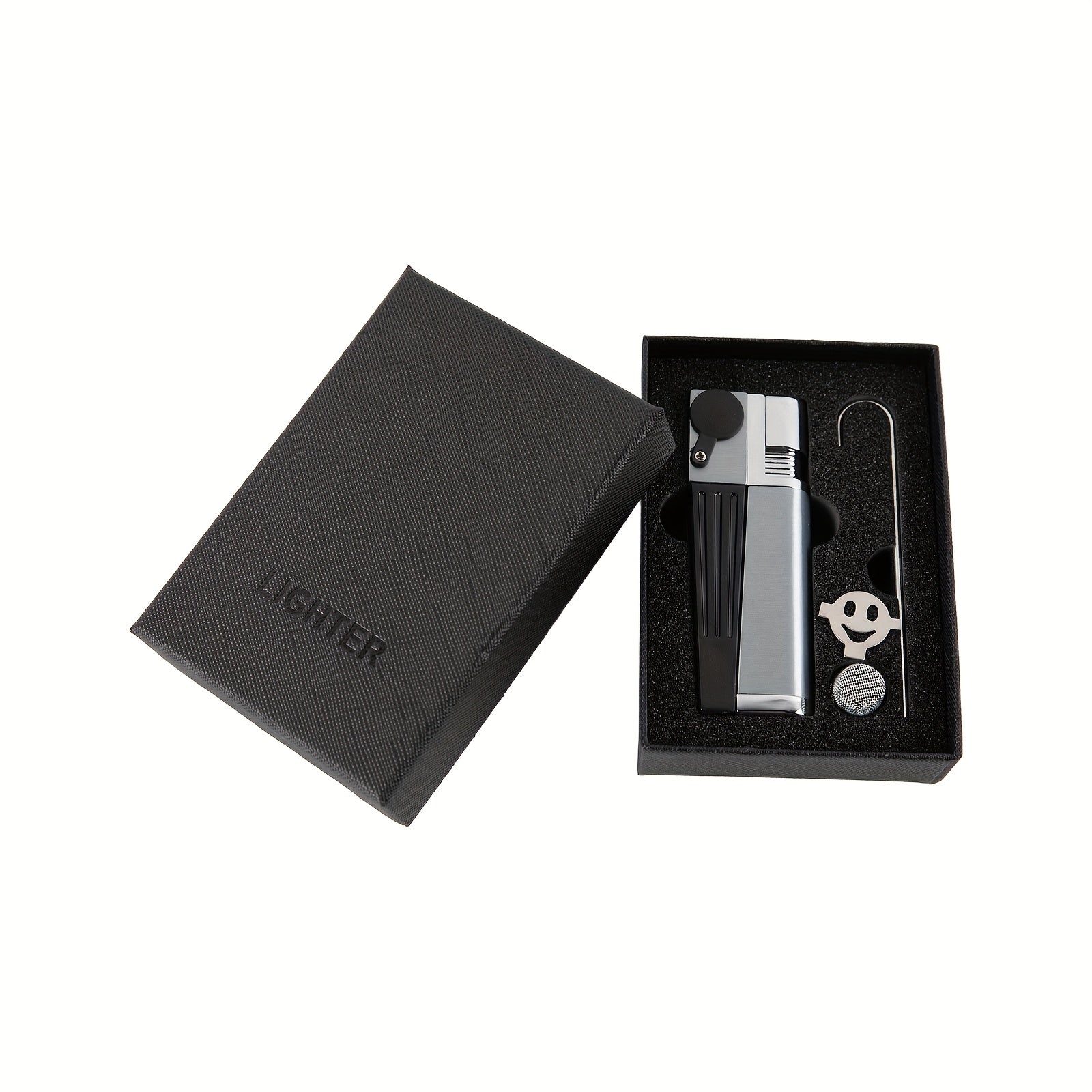 Folding Pipe Lighter Refillable 2-in-1 with Adjustable Flame, Metal-Crafted Durable Design, Gift Box Included ¨C Windproof Butane Lighter for Men, Outdoor, Christmas & Valentine¡¯s Day Gift