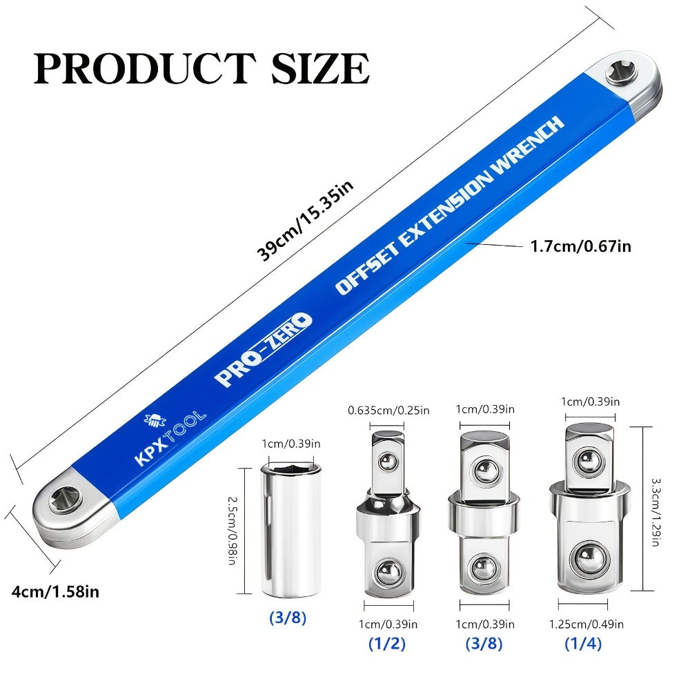 Ratchet Wrench Set 2-in-1 Multi-Function Offset Extension | 1/2¡± 1/4¡± 3/8¡± Square Head Adapters | 180¡ã Swivel High Torque Non-Slip Handle | Durable Metal Automotive Repair Hand Tool