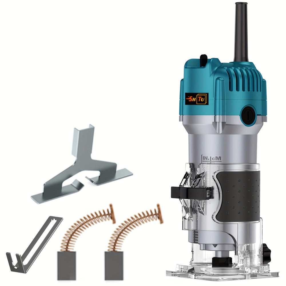 Wood Router 800W Trim Router for Woodworking - 35000RPM Electric Router with Edge Guide, Roller Guide, 6-Speed Adjustment for Precise Trimming, Profiling & Milling