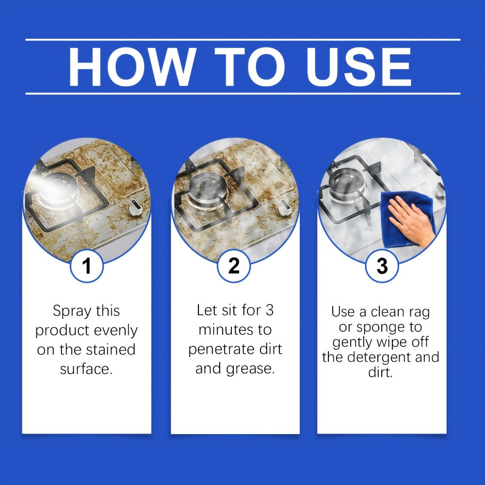 Kitchen Degreaser Spray Bubble Cleaner 237ml, Heavy Duty Grease Remover with Lemon Scent and Baking Soda Formula for Oven Stove Sink Countertop Range Hood Dishwasher Oil Stain Removal