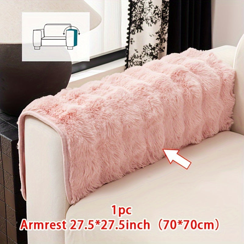 Faux Rabbit Plush Sofa Cover Winter Warm Thickened Anti-Slip Pet Friendly Cushion Protector for Living Room Bedroom Office 1 2 3 4 Seater