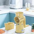 Rotary Cheese Grater with Interchangeable Blades ¨C 5-in-1 Manual Vegetable Slicer Shredder Set, Suction Cup Base, Easy to Clean, Multifunctional Kitchen Tool for Fruits, Vegetables & Nuts