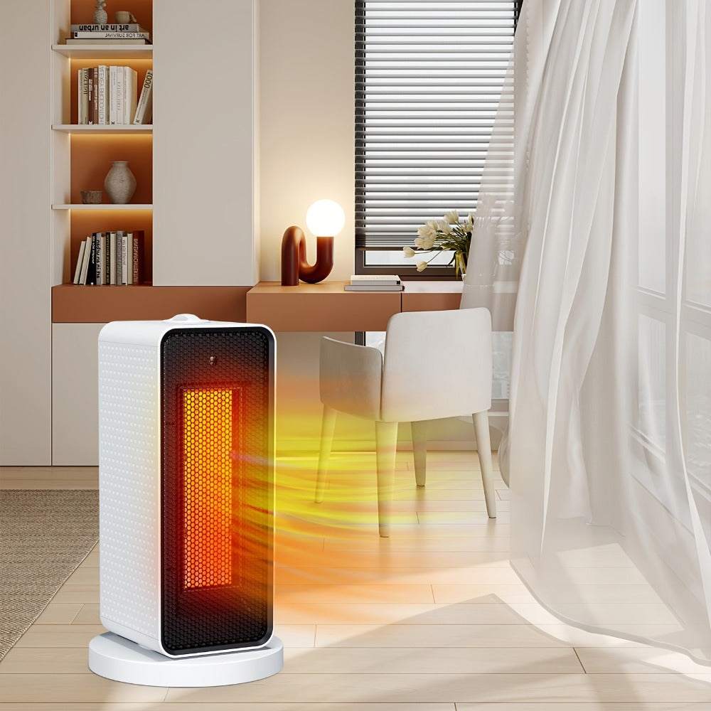 Portable PTC Ceramic Electric Space Heater - Fast Heating, Quiet Operation, Thermostat Control, 3 Fan Speed Settings, Compact Design for Desk Office Bedroom Small Room, 500W & 1500W, White & Black