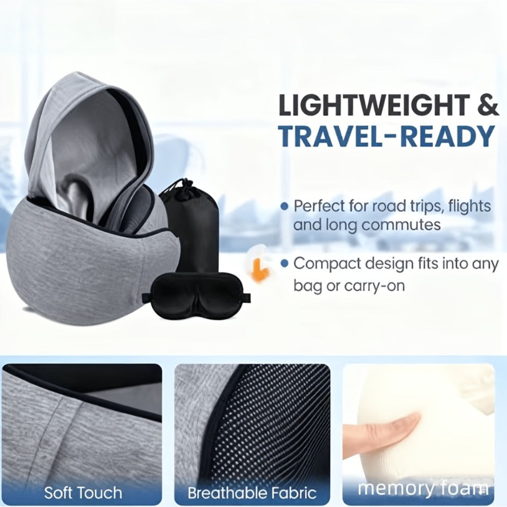 Travel Neck Pillow U-Shaped Memory Foam Cervical Support Pillow for Airplane, Car & Hotel ¨C Portable & Ergonomic