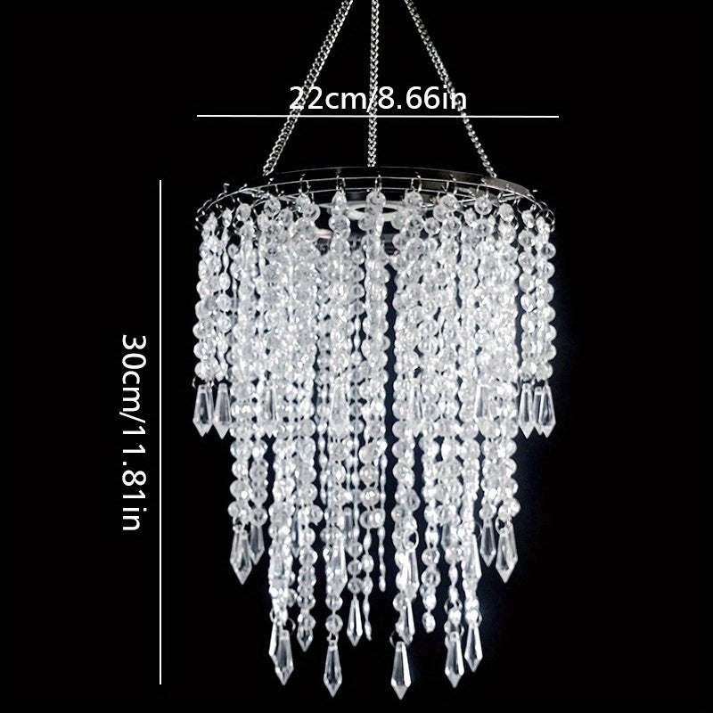 Crystal Beaded Chandelier Lampshade Acrylic Sparkling Droplets Elegant Ceiling Light Fixture Cover for Wedding Party Home Decor Multiple Sizes Branch Style Beadwork Pendant Shade