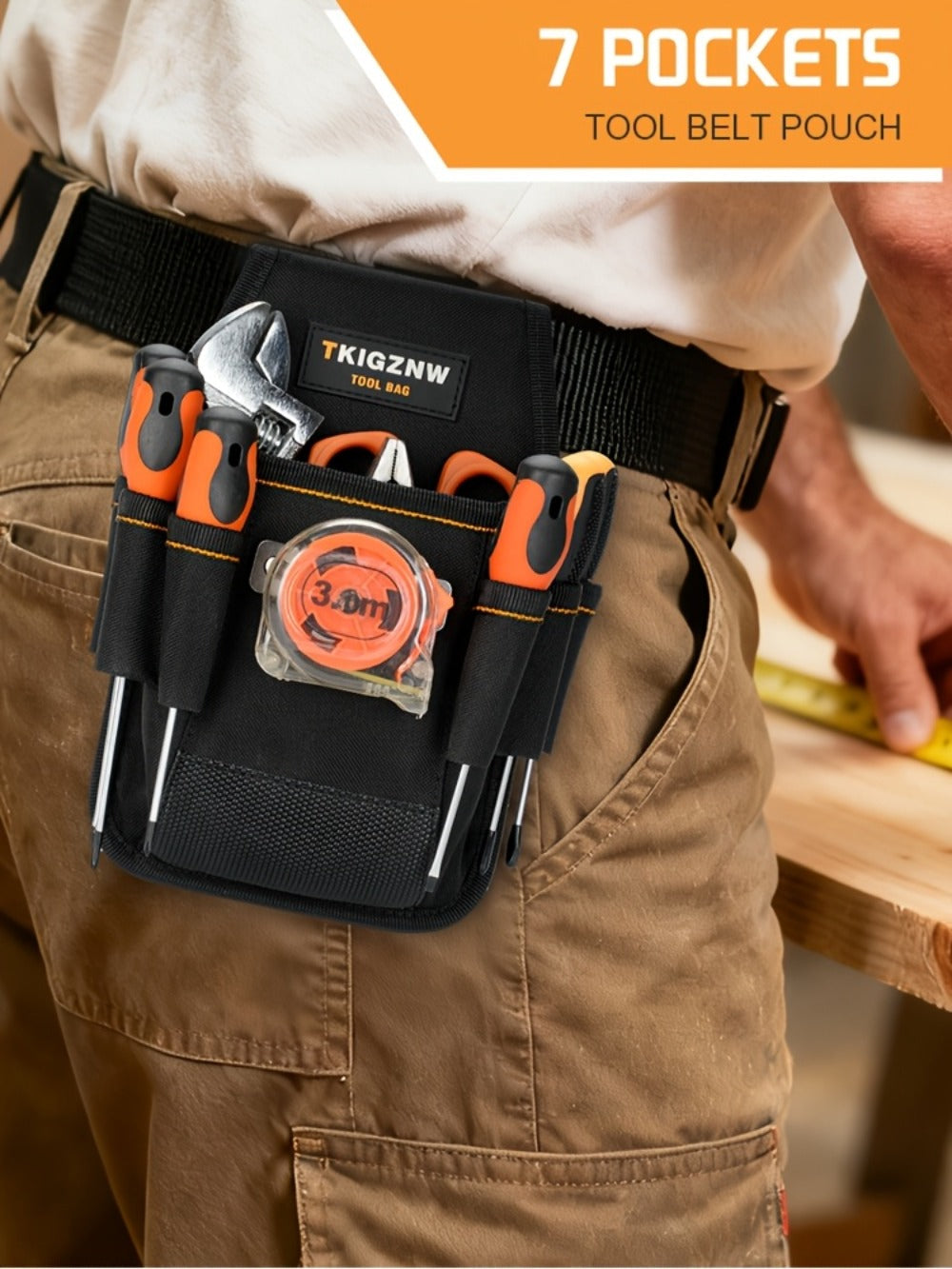 Tool Bag Heavy Duty 7-Pocket PVC Organizer for Mechanics & Electricians ¨C Multi-Pocket Hand Tool Storage Bag, Portable Jobsite Toolbag for Plumbers, Contractors & DIY