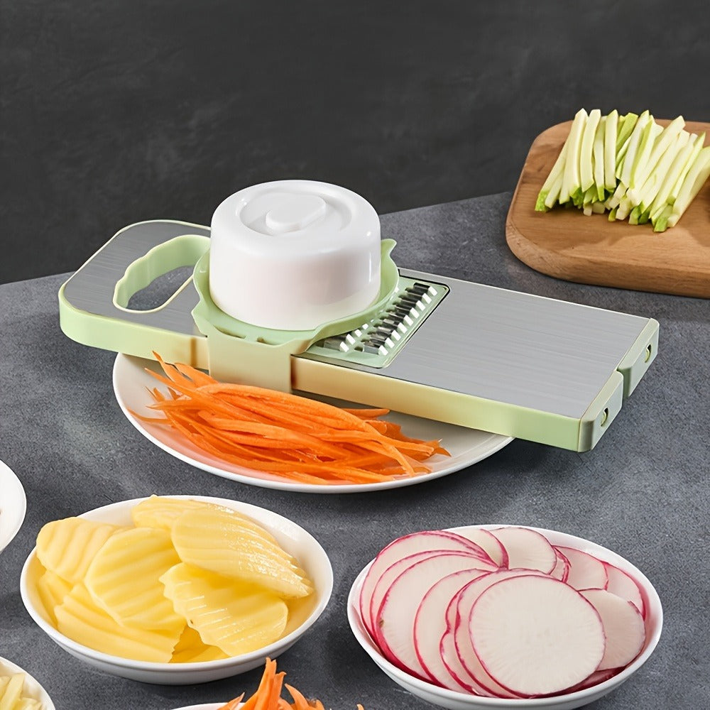 Mandoline Slicer 6-in-1 Vegetable Slicer Set with Interchangeable Blades - Stainless Steel Manual Julienne Grater Spiralizer Kitchen Tool for Potatoes Carrots Cucumbers with Safety Holder