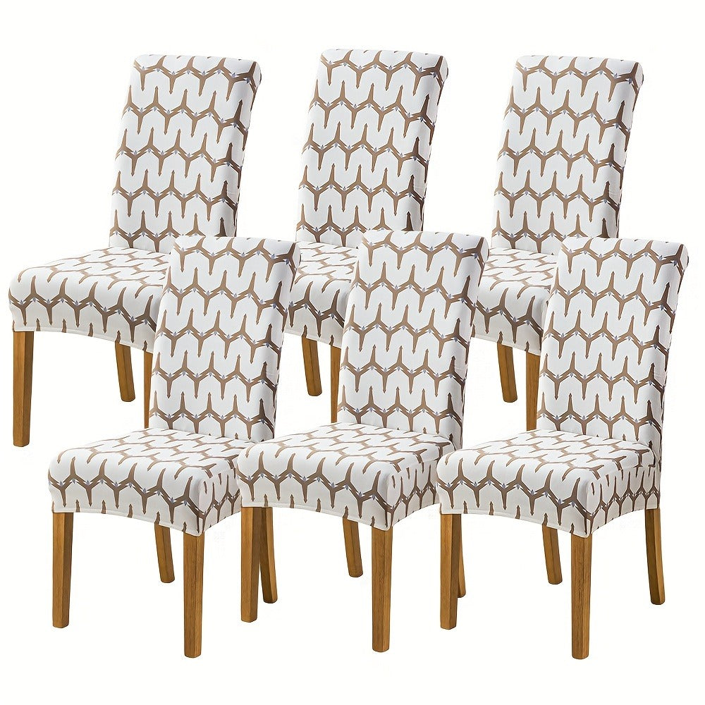Dining Chair Covers Slipcovers Set of 4 or 6 - Spandex Stretch Milk Velvet Removable Washable Parsons Chair Protector | Anti-Slip Elastic Band | Multiple Prints | Kitchen Dining Room Hotel Ceremony