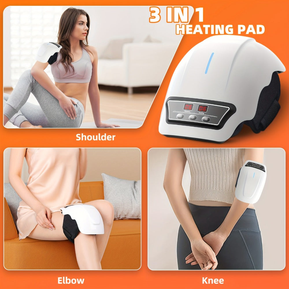 Knee Massager with Heat - 9 Heating Modes & 9 Vibration Speeds, Cordless Electric Knee Brace Massager with Adjustable Straps for Joint Pain Relief, Arthritis, Muscle Recovery, Gift for Mom Dad