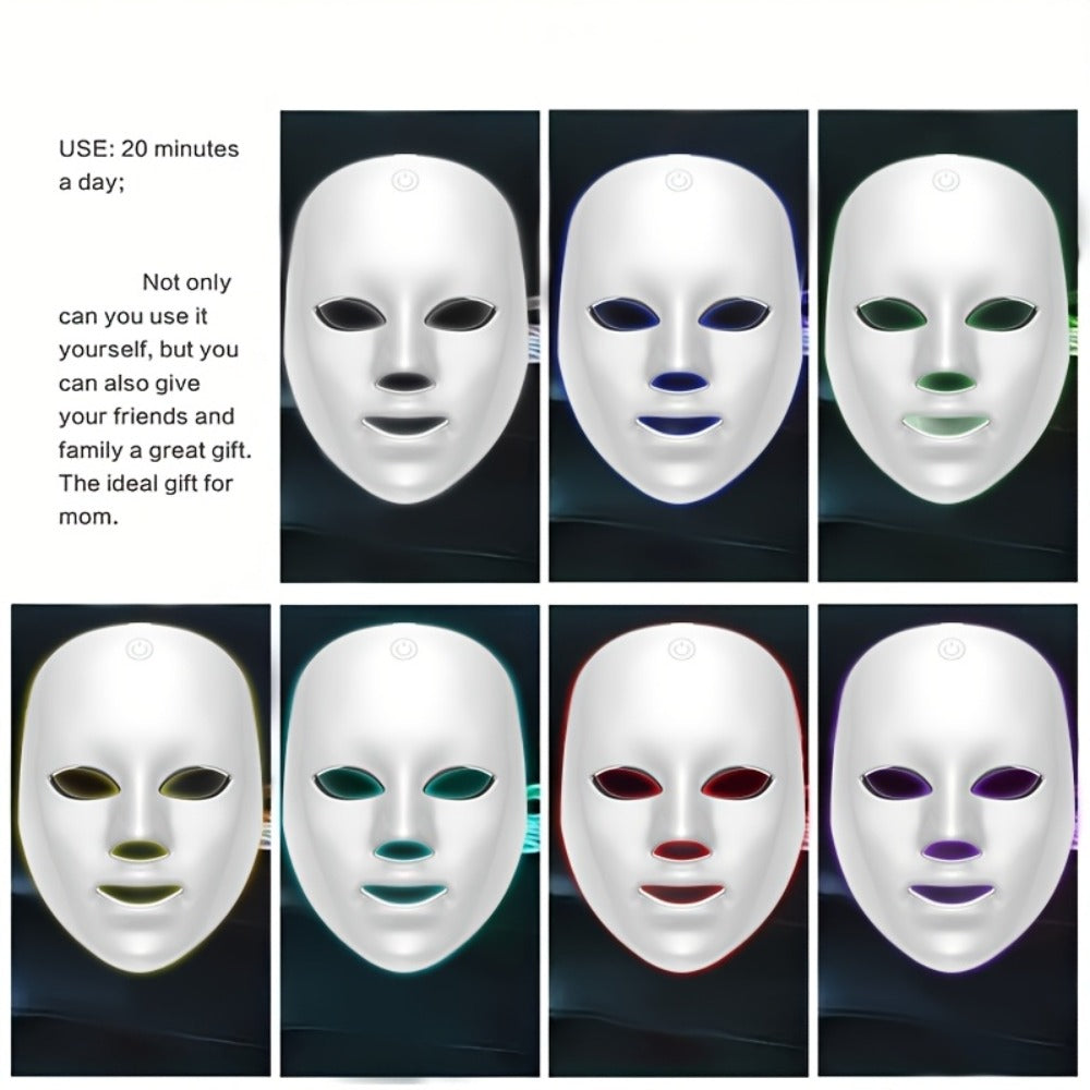 Portable 7-Color LED Facial Mask Device ¨C USB Rechargeable Home Beauty Skincare Tool for Face Care, Anti-Aging & Acne, Perfect Gift for Girlfriend & Valentine's Day