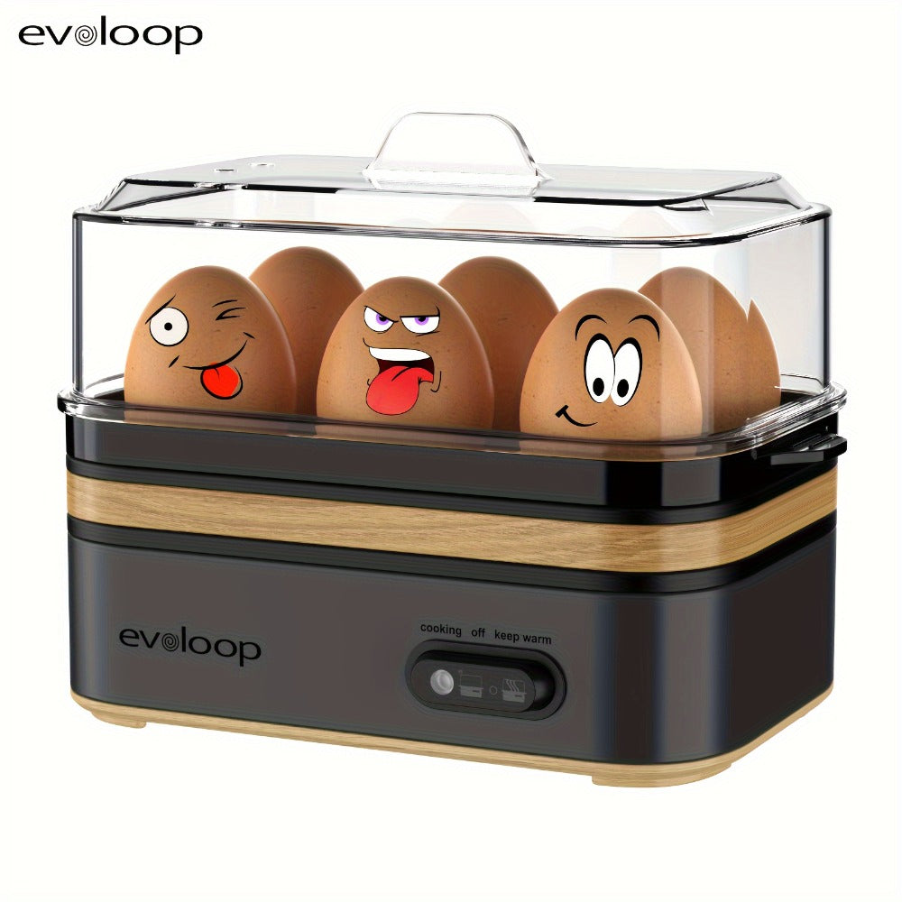 Electric Egg Cooker 6 Egg Capacity Rapid BPA Free Stainless Steel 400W for Hard Boiled Poached Scrambled Eggs Omelets Auto Shut Off Kitchen Appliance Green Wood Silver