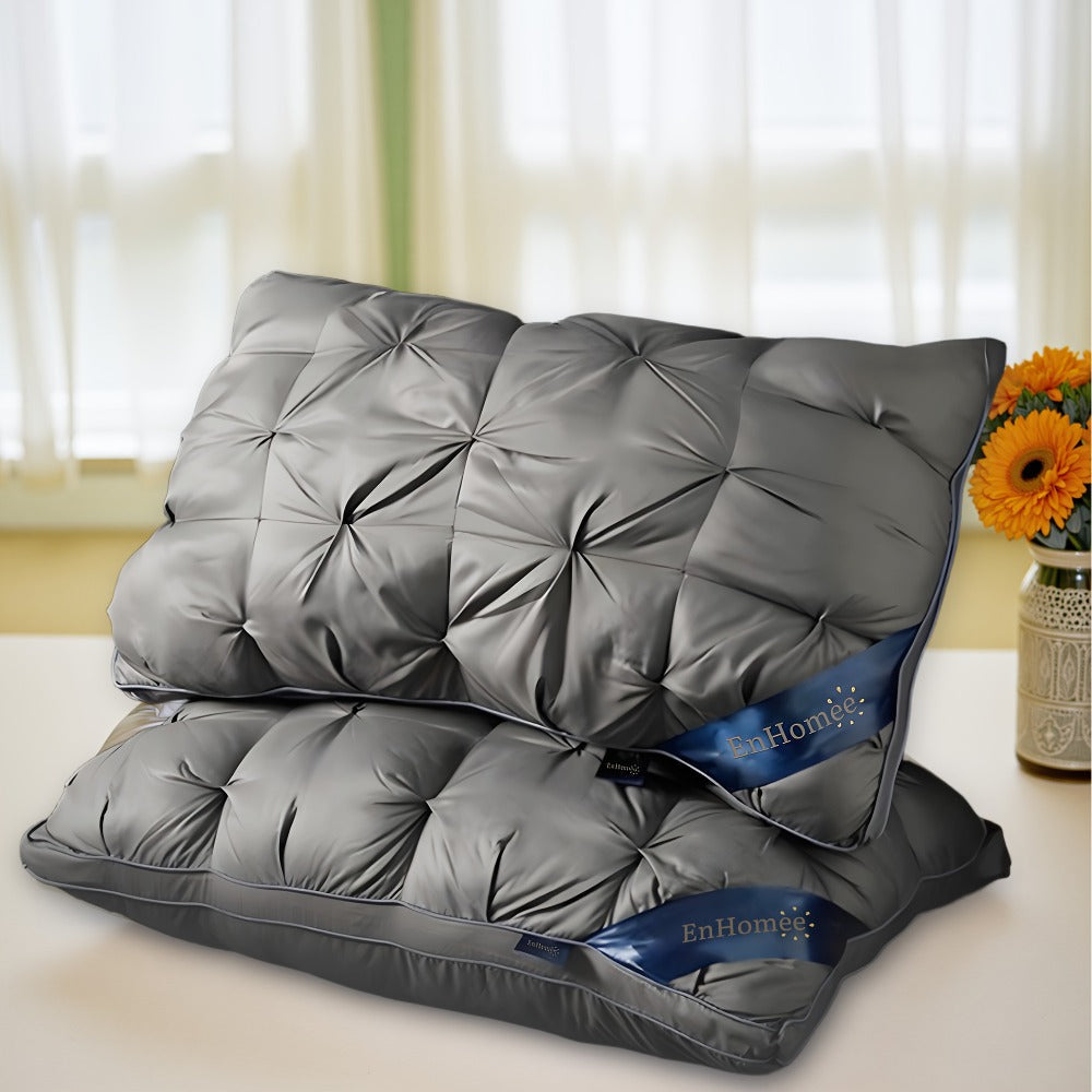 Bed Pillow 2 Pack Hotel Quality Twisted Flower Design 900g Fill - Adjustable Zipper Closure Breathable Polyester Sleeping Pillow for Side Back Stomach Sleepers, Luxury Soft Support Pillow Set