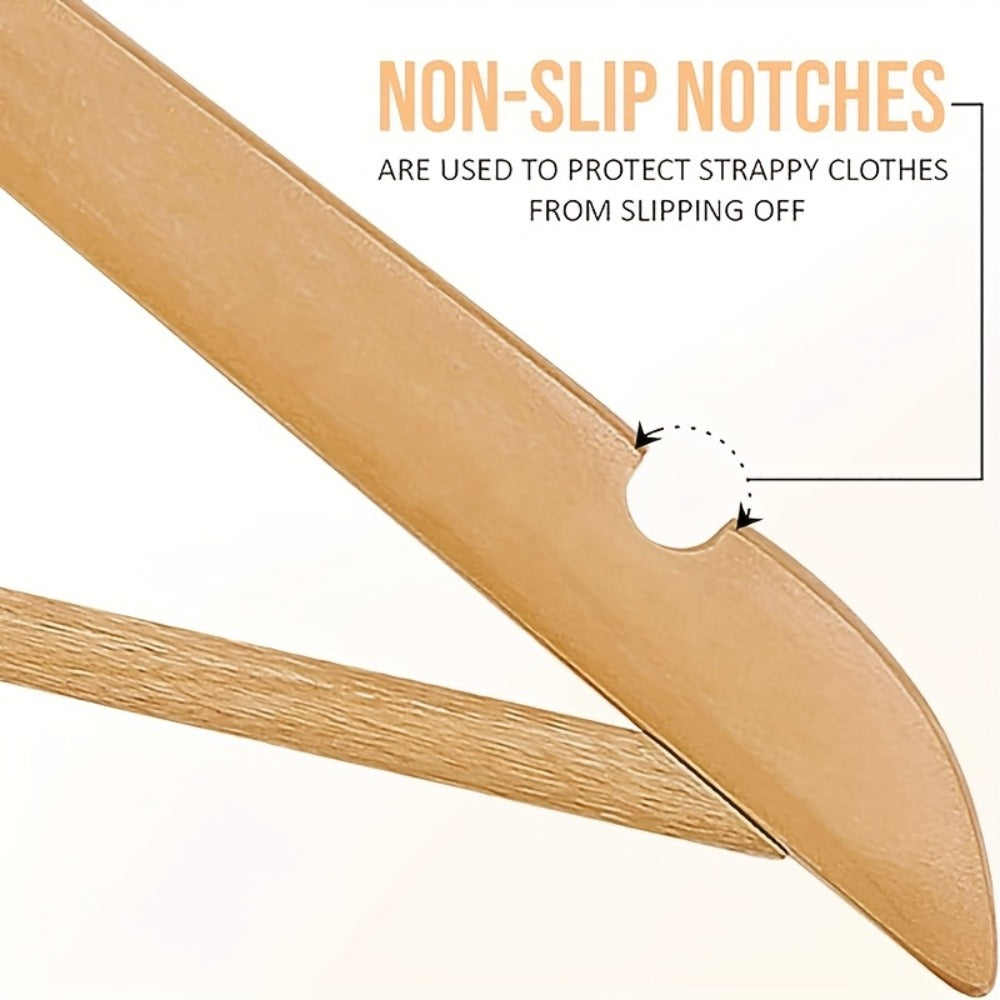 Premium Wooden Hangers with 360¡ã Rotatable Hook & Shoulder Grooves | Slim Durable Wood Coat Suit Hangers | 10 20 30 Pack Closet Organizer in Natural & Champagne