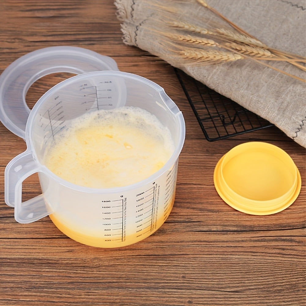 Mixing Bowl with Lid 2.5L Large Capacity Salad Bowl with Measuring Cup and Scale Splash Proof Durable Plastic Kitchen Bowl for Baking Salad Making Food Storage 84oz