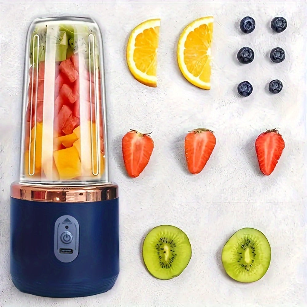 Portable Double Cup Blender & Juicer 2 Sets USB Rechargeable - 1500mAh Personal Mixer with Cups & Motor Base for Smoothies, Milkshakes & Drinks, Travel Blender Gift, Purple Blue Pink White