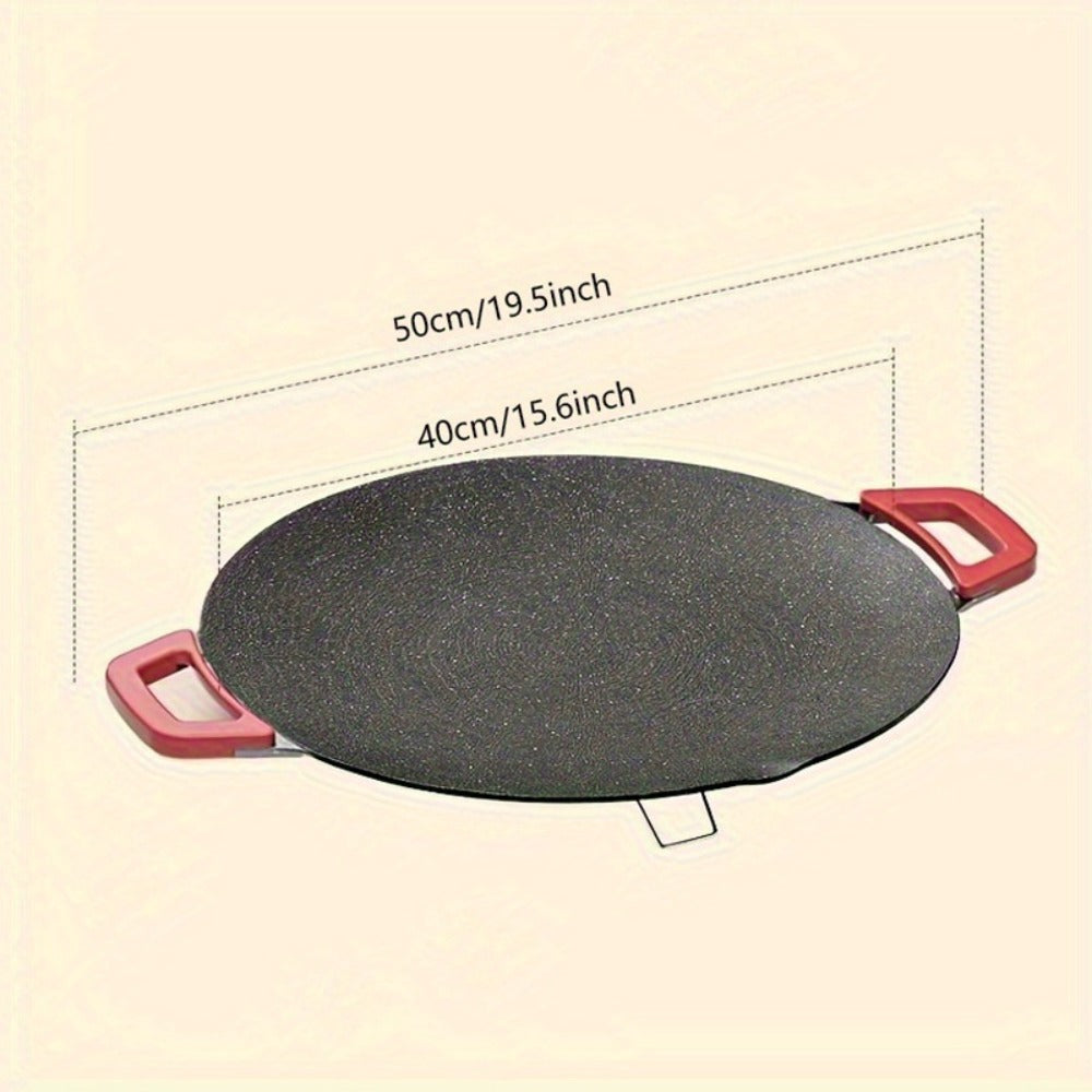 Korean BBQ Grill Pan ¨C Round Non-Stick Multi-Functional Electric Grill Pan with Red Handle & Adjustable Settings, Home & Outdoor BBQ Pot for Family Gatherings, Available in 14.17¡± & 15.75¡±