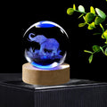 3D Elephant Crystal Ball LED Lamp USB Powered Colorful Night Light Wooden Base Elephant Figurine Tabletop Decor Gift for Women Mom Wife Girlfriend Birthday Valentine Anniversary