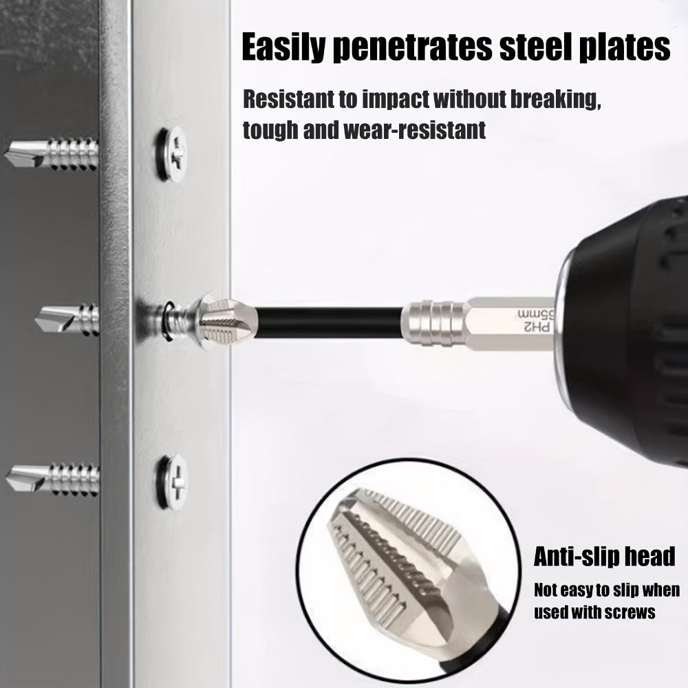 Magnetic Screwdriver Drill Bit Set Anti-Slip - K5 High Magnetic Power Bits in 50mm 65mm 70mm 75mm 90mm 150mm, Electric Screwdriver Bit Kit for Power Drills, DIY Home Repair & Professional Use