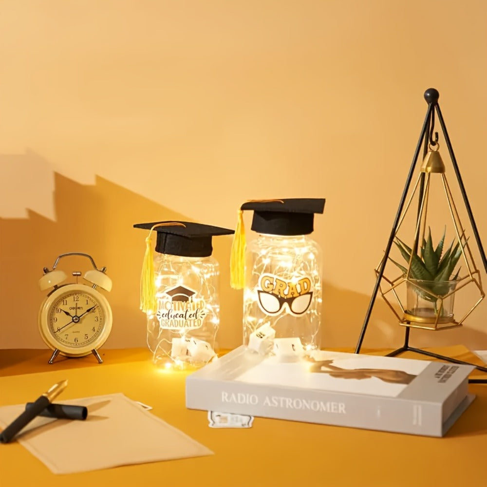 Graduation Gifts Lighted Jars 2026 Set of 8 with Graduation Stickers Party Decorations Mason Jar Lights Keepsake Gift for Her Him High School College Grad