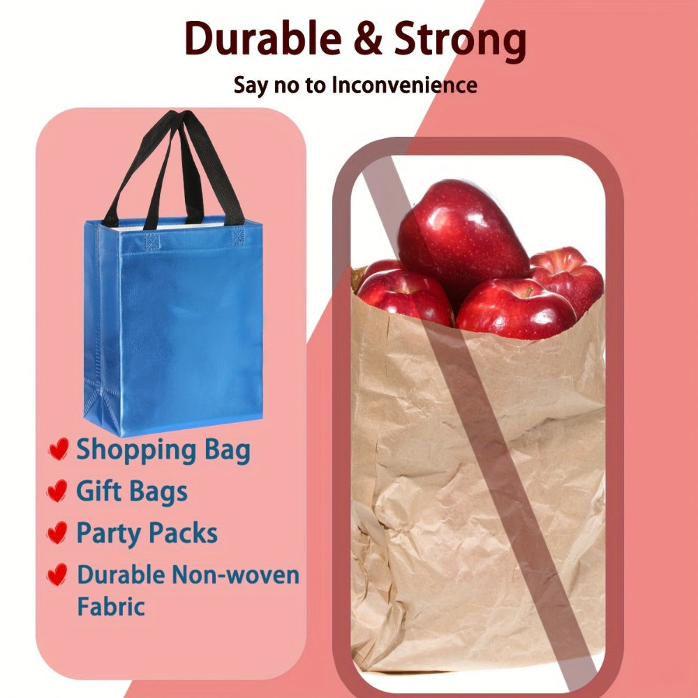 Gift Bags 12 Pack Mixed Colors Glossy Shiny Reusable Gift Bags with Handles for Birthday Party Favor Goodie Bags Wedding Baby Shower 8x10x4 Inch