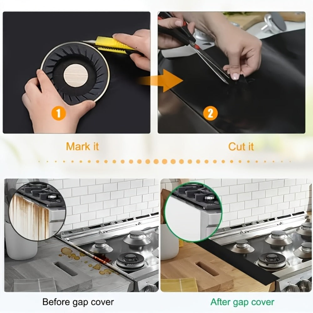 Gas Stove Burner Cover Mat Non-Stick Reusable Washable Stove Top Protector for LG 30-Inch Gas Stove ¨C Oil-Resistant High-Temp Safe, Trimmable 5-Hole Design, Keeps Stove Clean & Scratch-Free