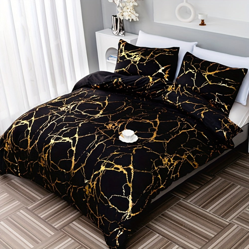 Duvet Cover Set 3 Piece Soft Bronzing Texture Bedding Set with Duvet Cover and 2 Pillowcases for Home Dormitory All Season Twin Full Queen King