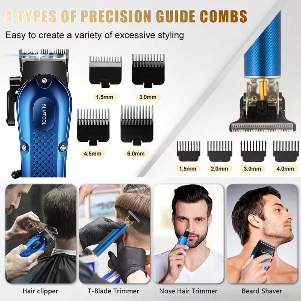 Men's Electric Grooming Set Hair Clipper Nose Trimmer Shaver Kit Cordless USB Rechargeable Professional Haircut Sculpt Shave for Home Car Travel Gift for Dad Husband Boyfriend