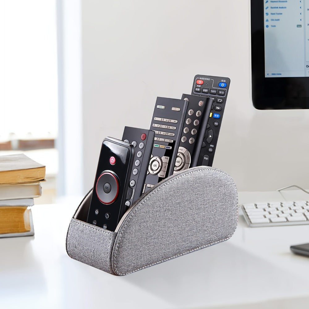 Faux Leather Desktop Organizer 5 Compartments ¨C Multifunctional Remote Control Holder Caddy, Pen Holder Storage Box for Remote Controls, Pens, Eyeglasses, Makeup Brushes & Office Stationery, 10 Styles