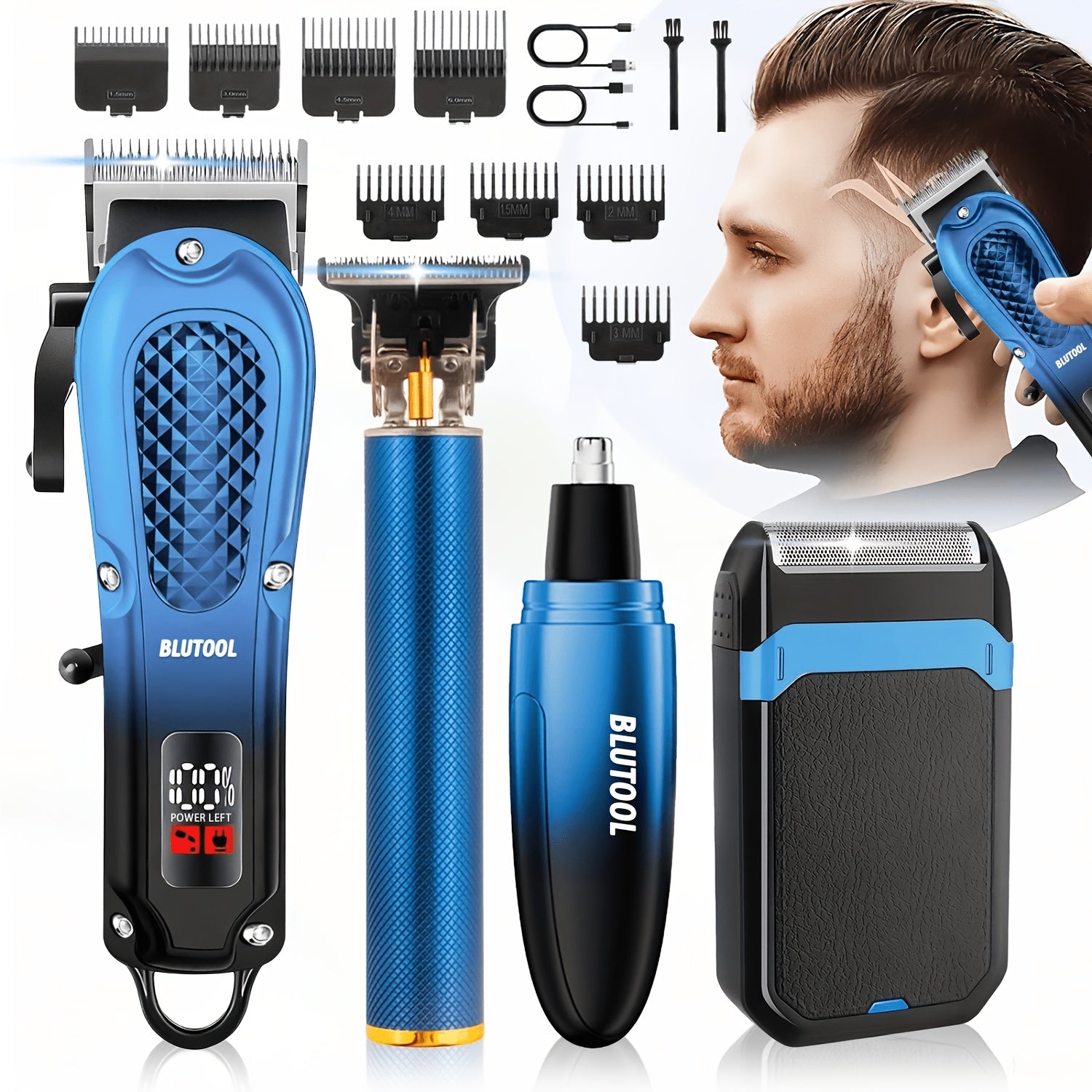Electric Hair Trimmer & Beard Shaver Set for Men - Professional Rechargeable Hair Clipper with LED Display, All-in-One Grooming Kit for Daily Use, Home Barber & Gift for Men - Multiple Colors