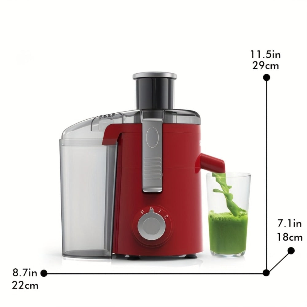 Centrifugal Juicer Wide Feed Chute - 2-Speed Juice Extractor for Fruits & Vegetables, Fast Juicing Machine, Easy to Clean, Compact Design for Home Kitchen, Red