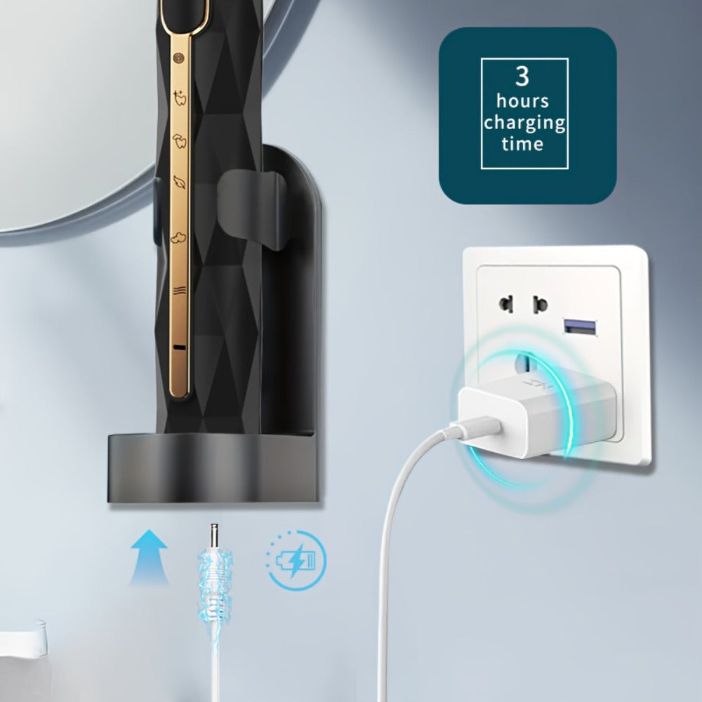 Sonic Electric Toothbrush IPX8 Waterproof USB Rechargeable with 10 Replacement Heads, Intelligent Timer, Travel Case & Charging Base ¨C 5 Colors for Men & Women